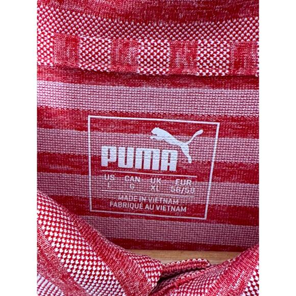 PUMA Red Stripe Short Sleeve Polo Shirt Men's Size Large - Picture 4 of 5